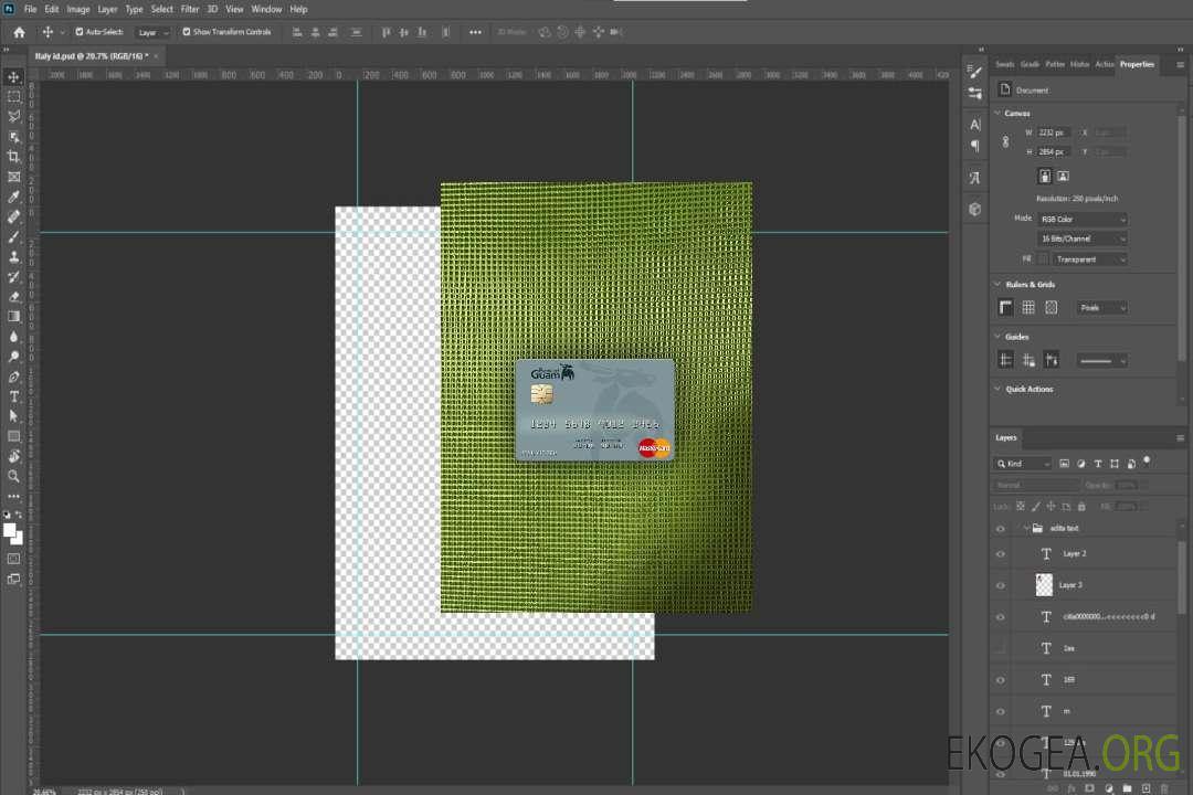 Photolook mastercard de la Palau Bank of Guam recto template